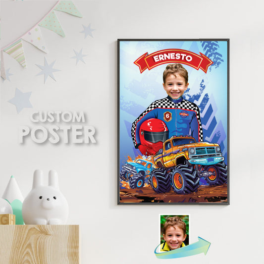 Printable Monster Truck Gifts with Child as the Star, Monster Jam Smash Crash decor. 994
