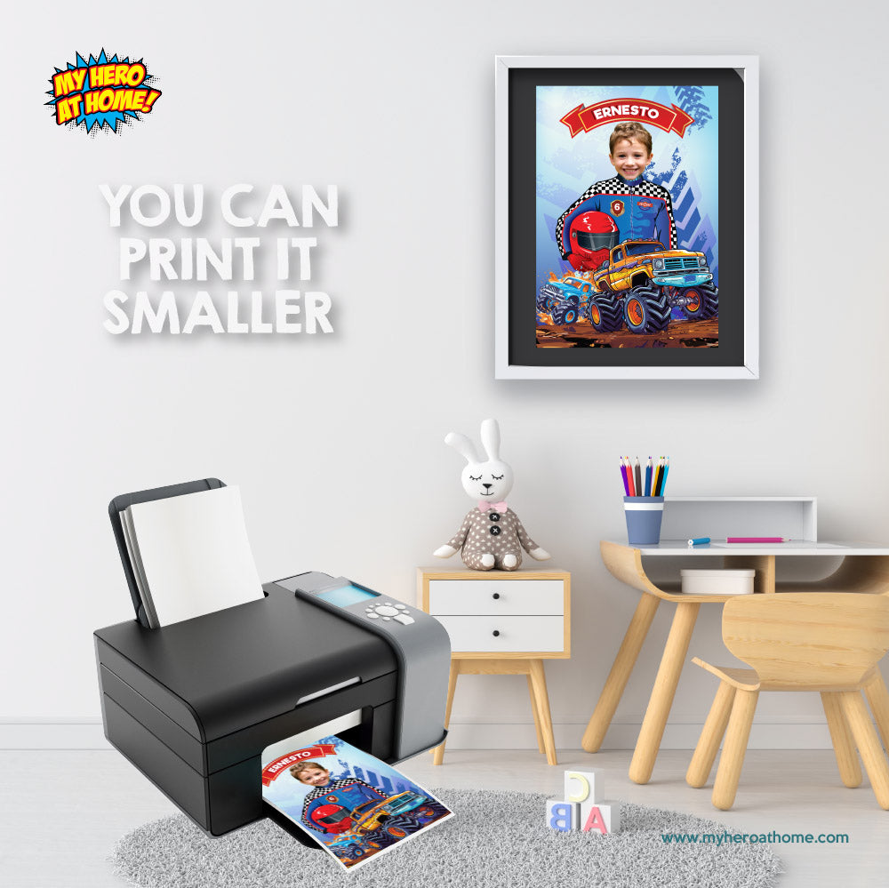 Printable Monster Truck Gifts with Child as the Star, Monster Jam Smash Crash decor. 994