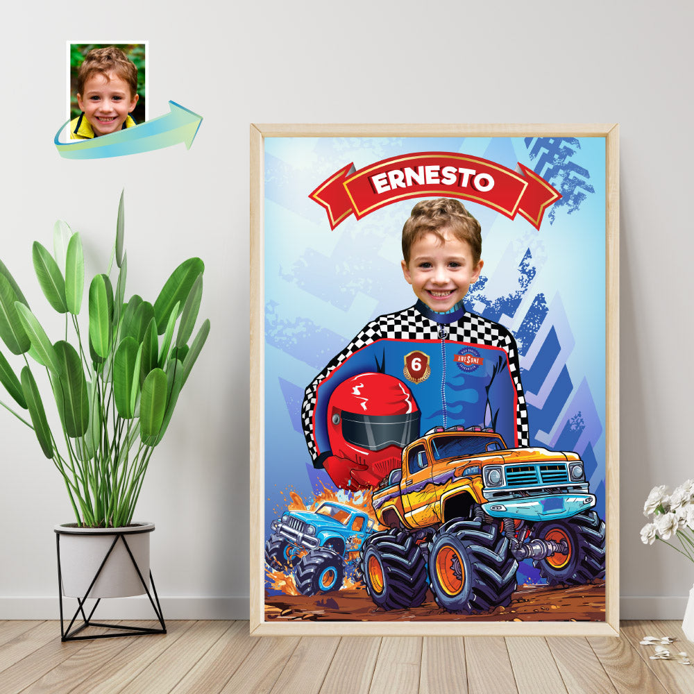 Printable Monster Truck Gifts with Child as the Star, Monster Jam Smash Crash decor. 994