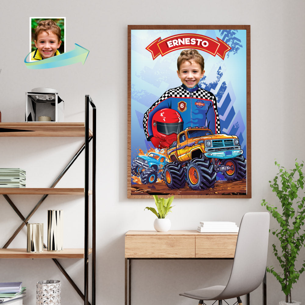 Printable Monster Truck Gifts with Child as the Star, Monster Jam Smash Crash decor. 994