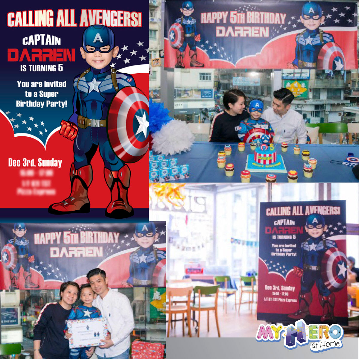 Custom Captain America Birthday Backdrop with photo, Capt America party banner decoration. 075BB