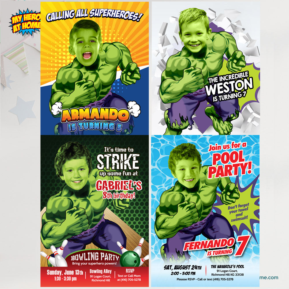 Hulk Halloween Birthday party video Invitation with your kid as Hulk, Superhero halloween video invite. (Share digitally). 962V