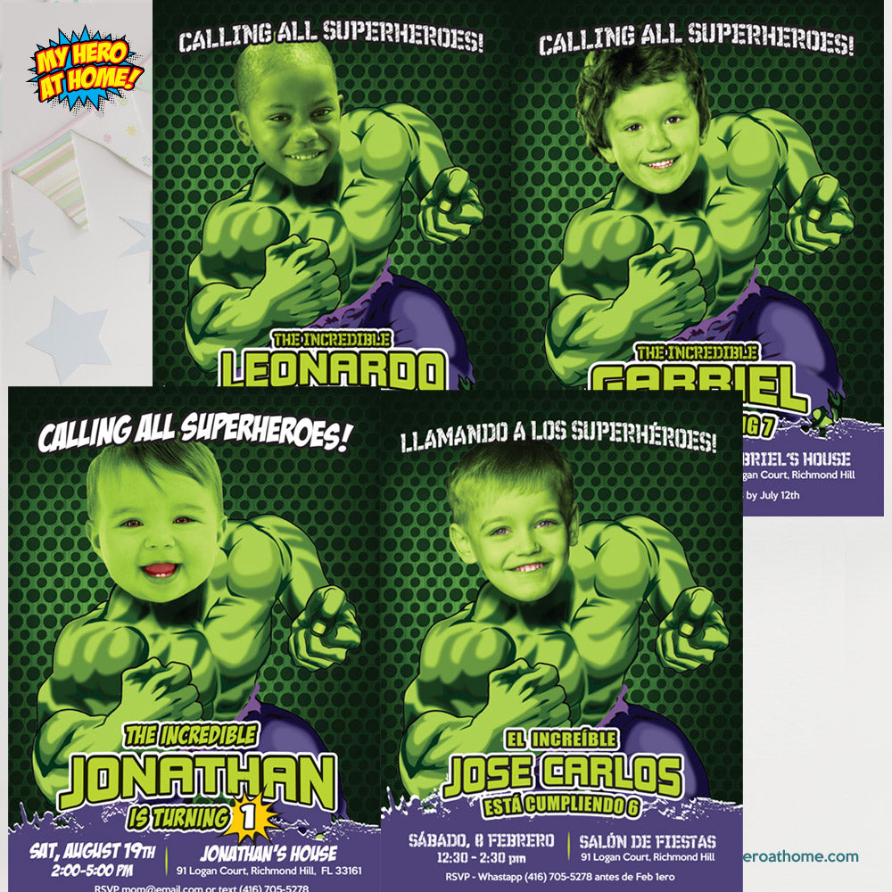 Hulk Halloween Birthday party video Invitation with your kid as Hulk, Superhero halloween video invite. (Share digitally). 962V