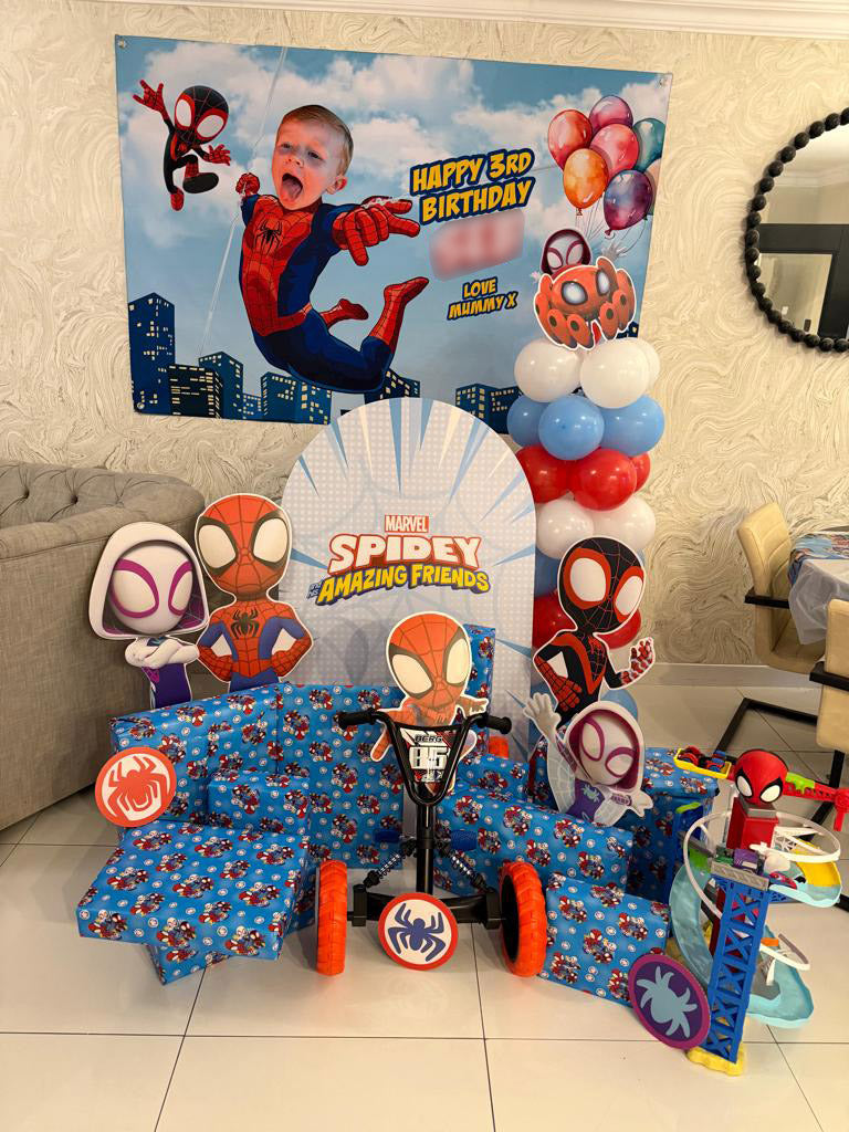 Personalized Spidey birthday banner with your child as the star, Spidey party backdrop. 740BB