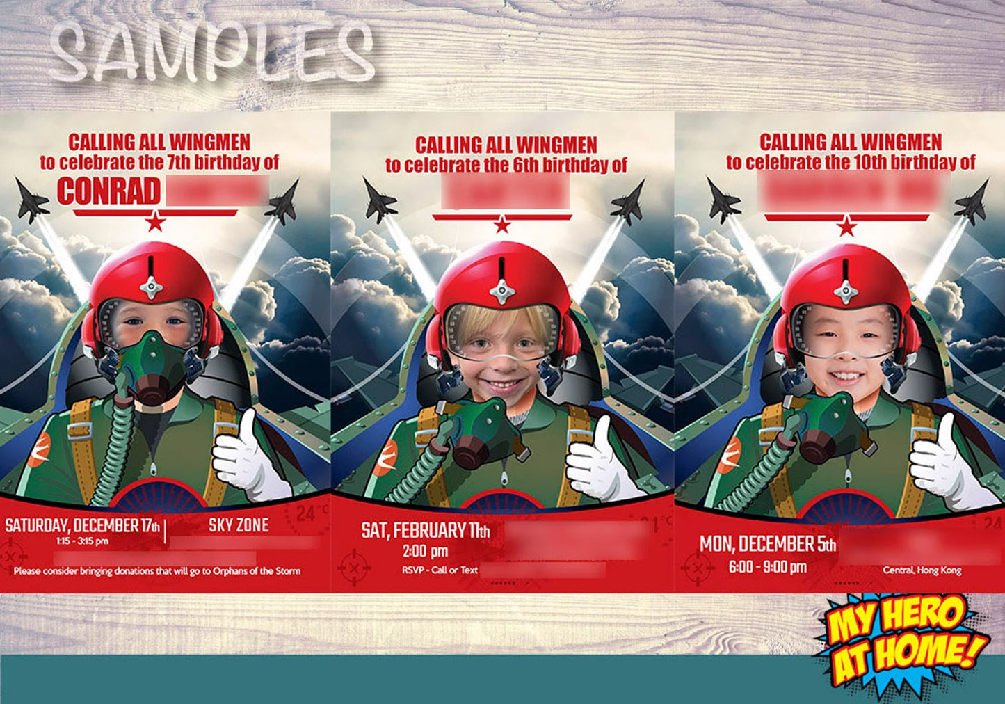 Custom Jet Pilot photo party Invitation, Air Force Fighter Pilot birthday invite with photo. 619