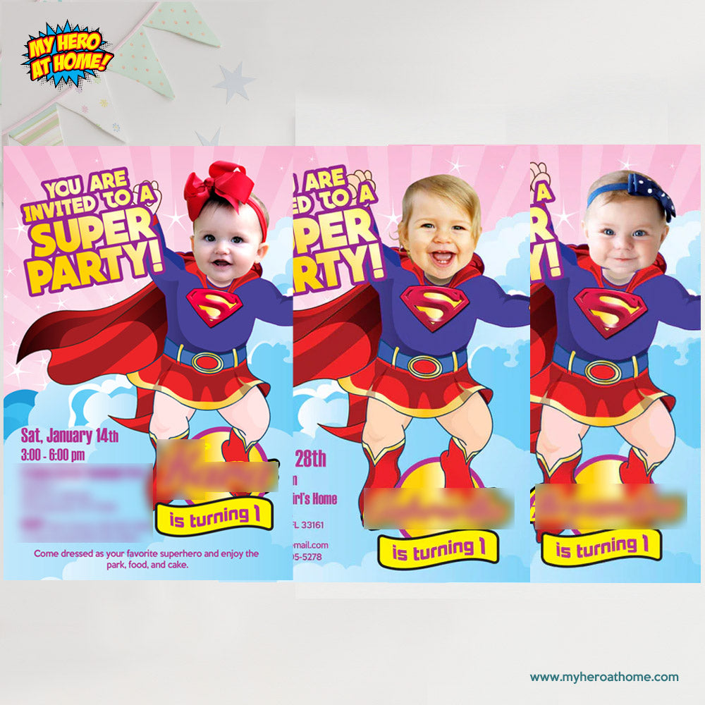 Superman and Baby Supergirl with Krypto Party Backdrop with kid as the stars. 2465BB2