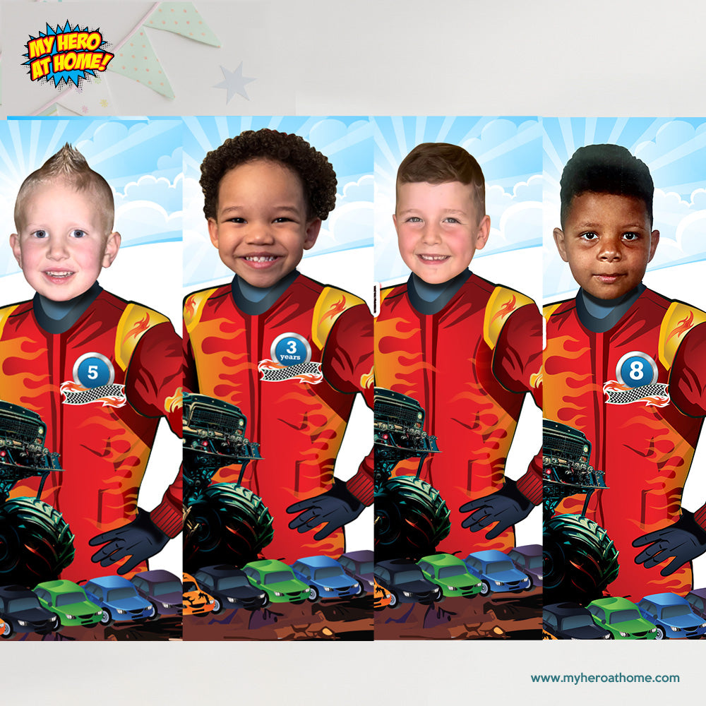 Monster Truck Grave Digger Poster with kid as the driver, Printable Grave Digger gift. 2391GF2