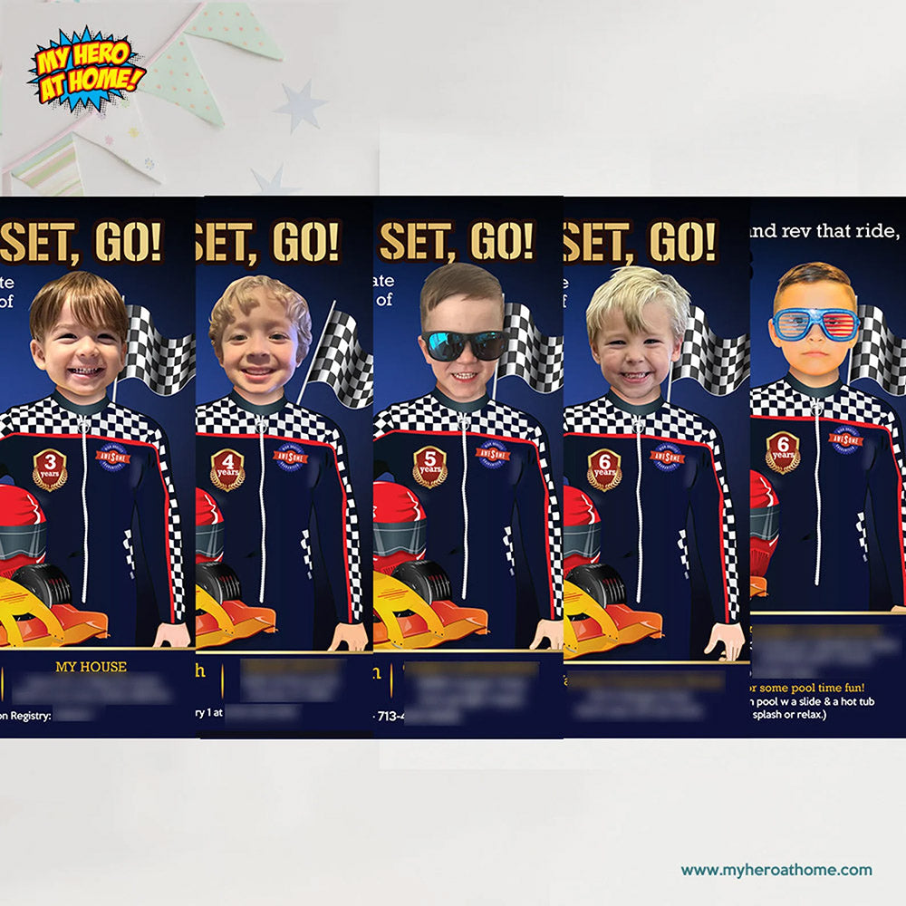 Made Four Speed Birthday Party Invitation with Birthday Child as Star. 955IN