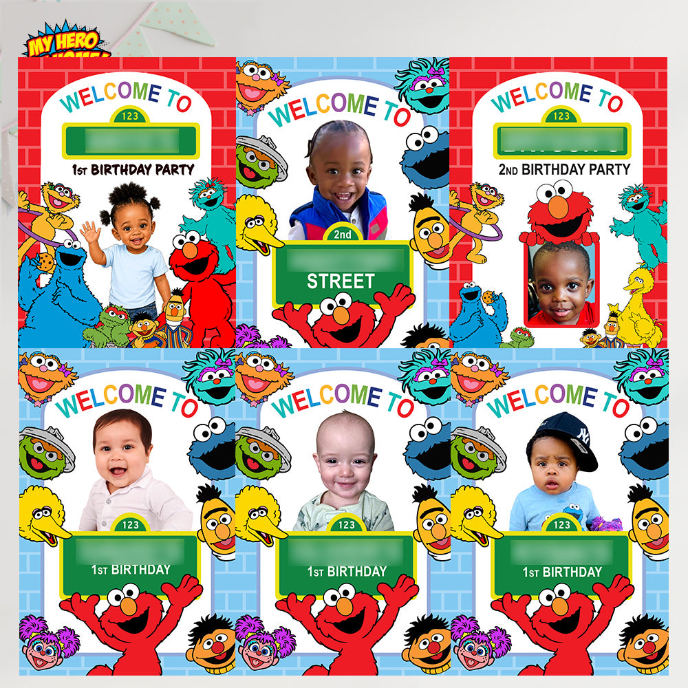 Personalized Sesame Street Welcome Sign Birthday with photo. 2447WS1