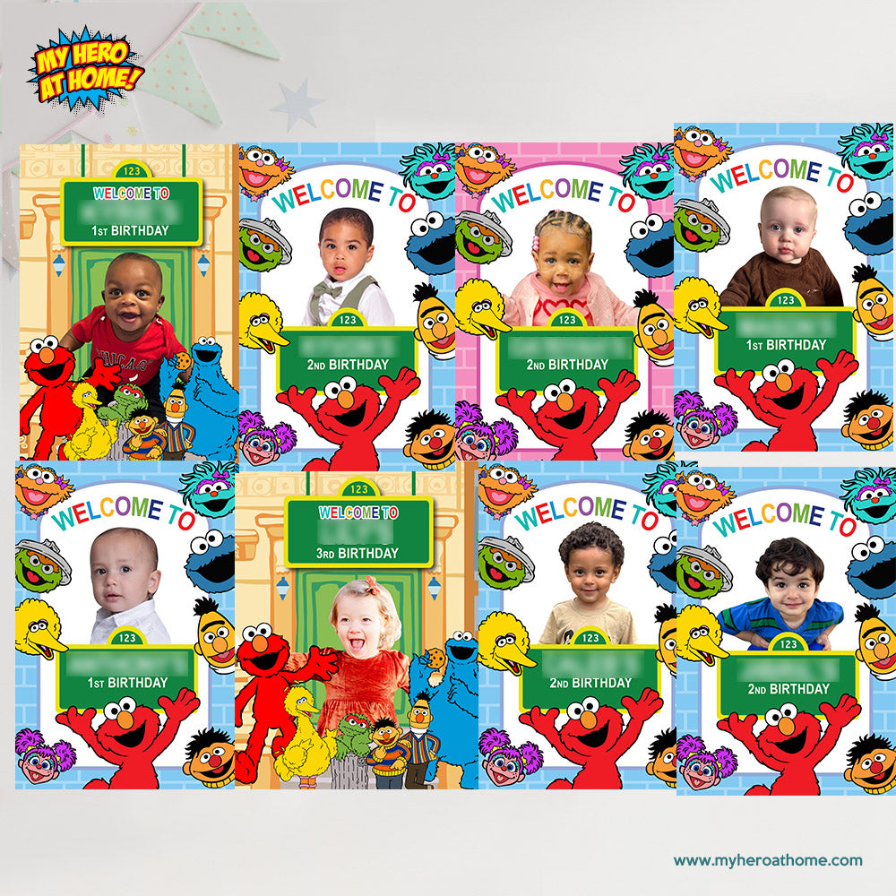 Personalized Sesame Street Welcome Sign Birthday with photo. 2447WS1