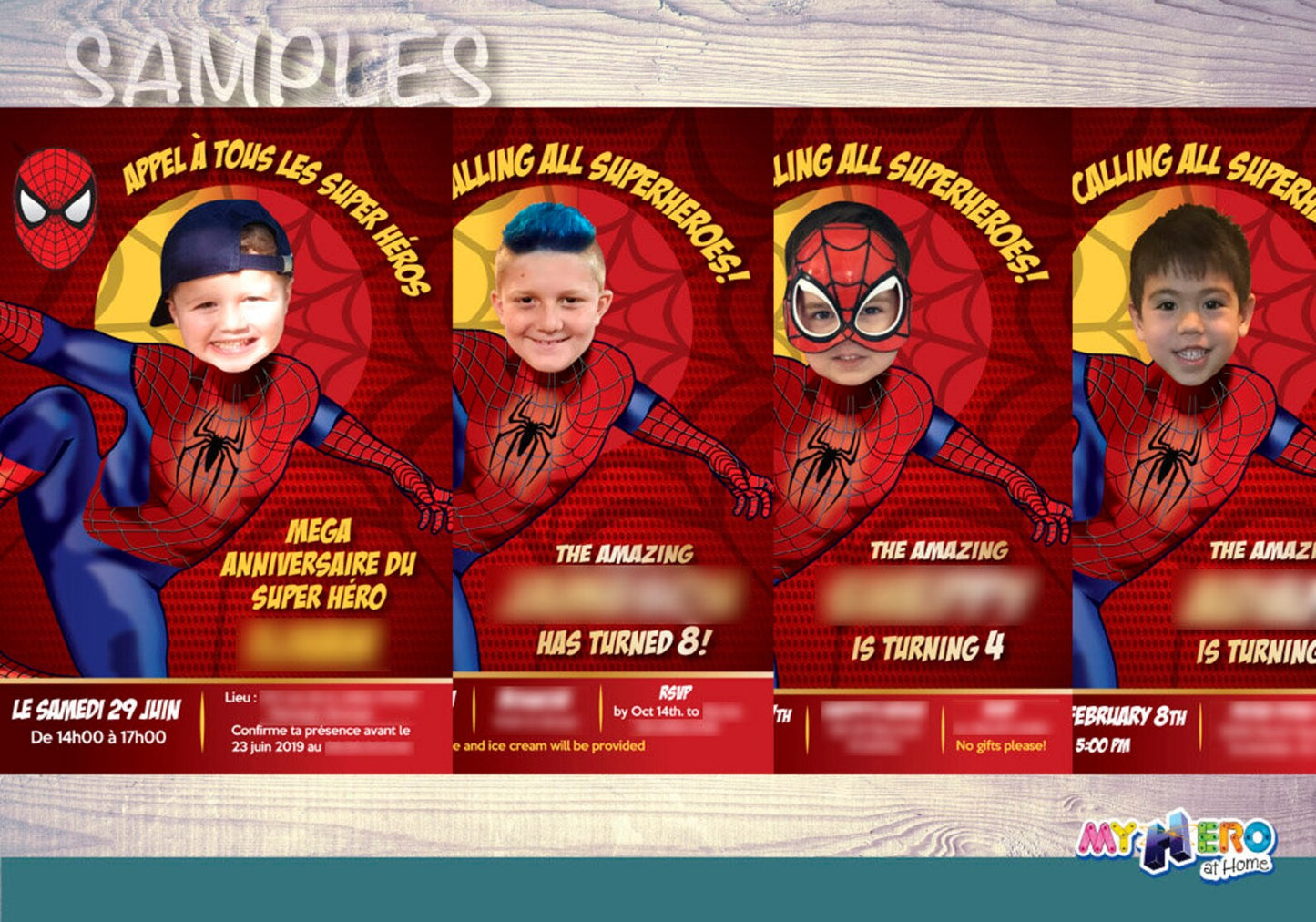 Personalized Spiderman Brand New Day Birthday Invite with Kid as the Star. 2493IN
