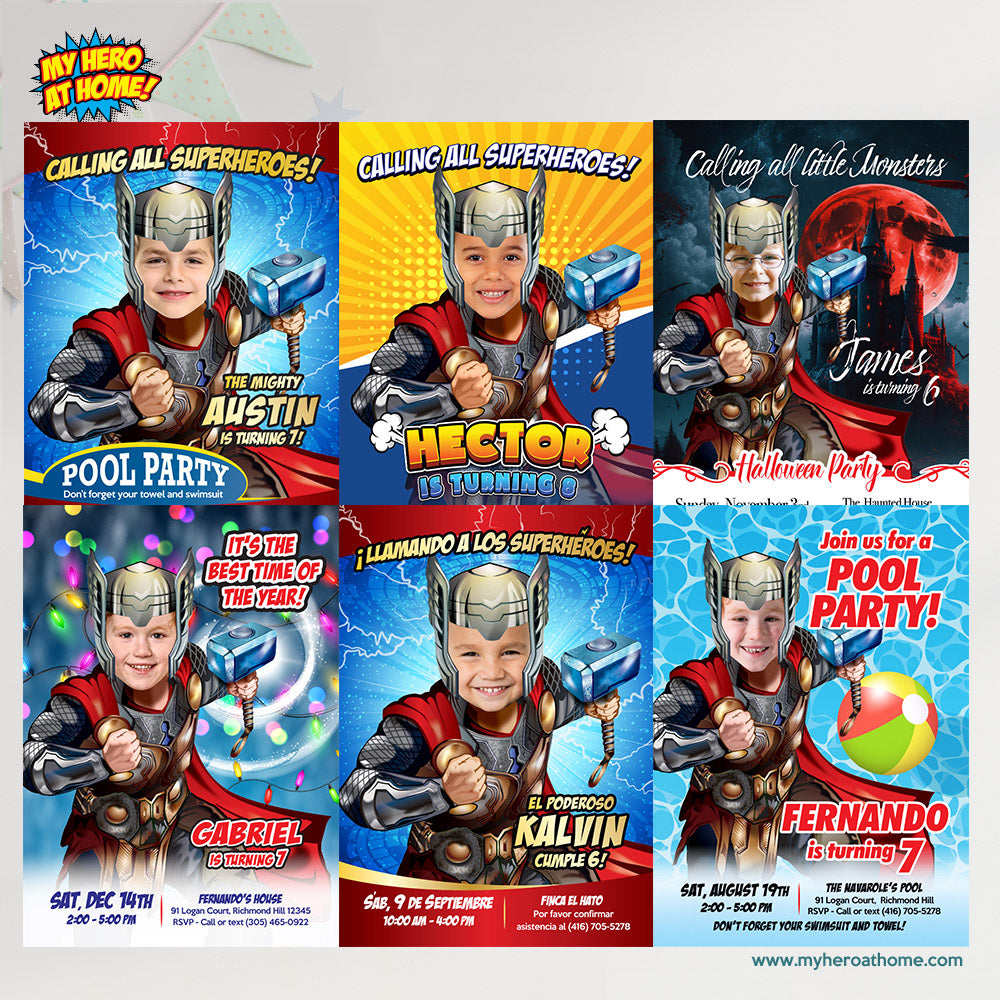 Thor Pool Party Cake Topper With Photo, Avengers Splash birthday cake. 857CT1