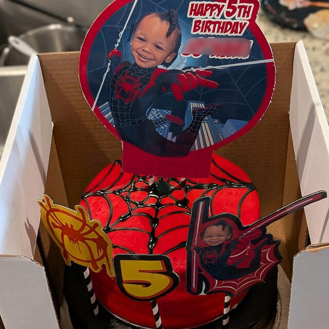 Bundle Miles Morales Birthday matching items with photo: Invitation, Thank you, Cake topper, Welcome sign. 399B2