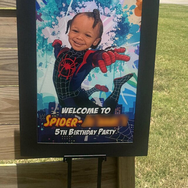 Bundle Miles Morales Birthday matching items with photo: Invitation, Thank you, Cake topper, Welcome sign. 399B2