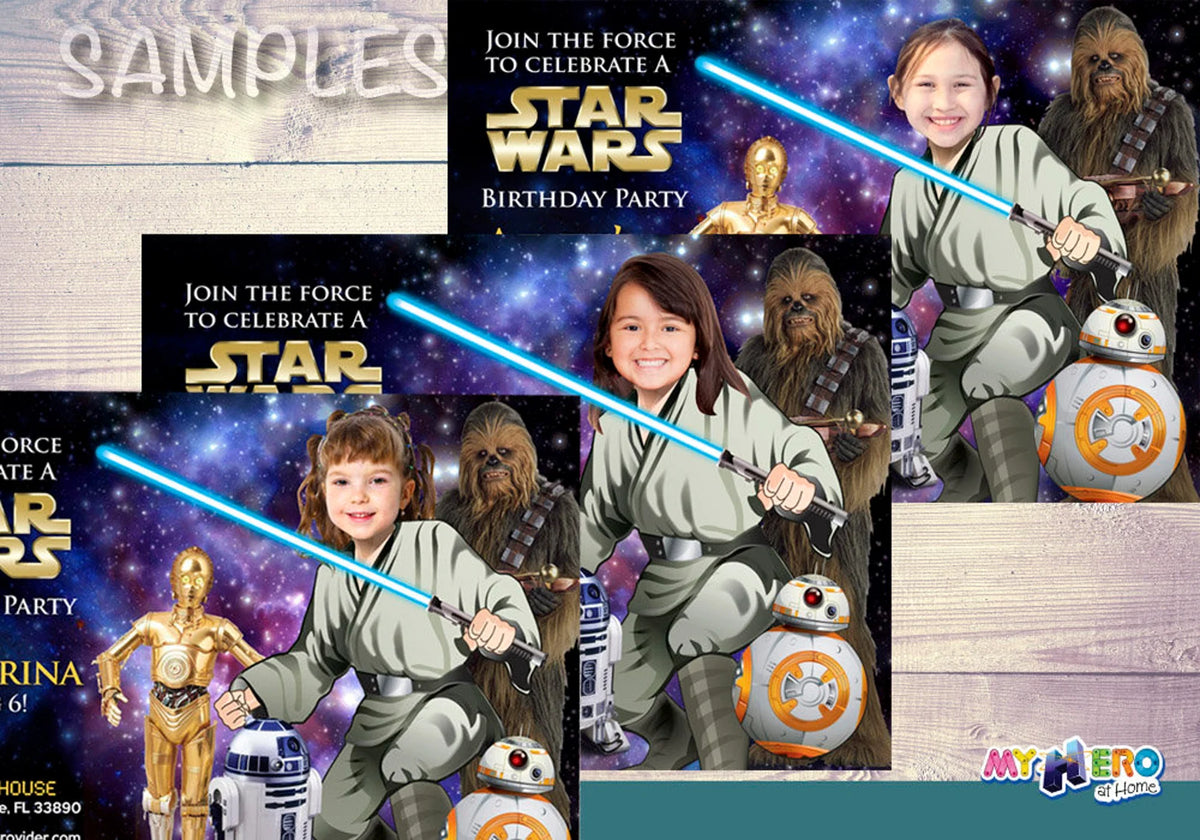 Personalized Star Wars Birthday Party Invitation with Little Girl as a Jedi. 021