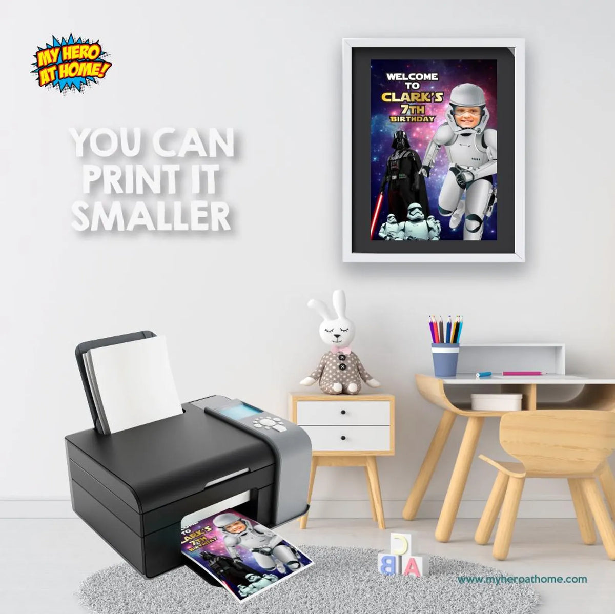 Custom Stormtrooper Welcome sign with kid as the star, Droids Party entrance. 036WS