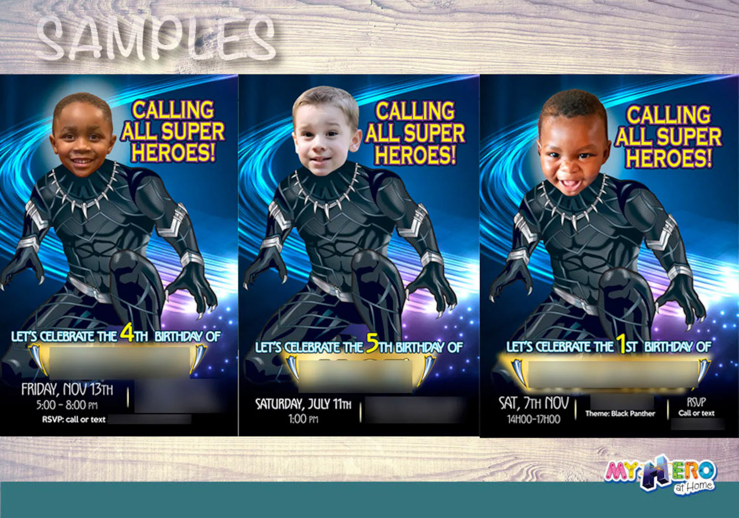 Personalized Black Panther Print Gifts Featuring Child as Favorite Superhero. 472