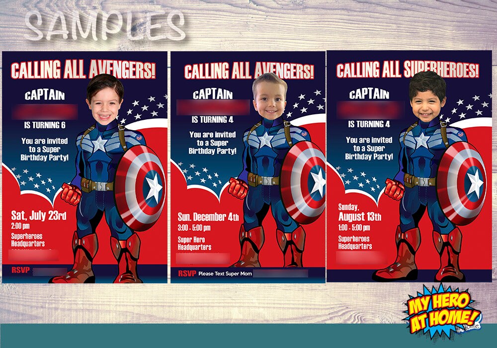 Personalized Captain America Print Featuring Child as his Favorite Superhero. 476