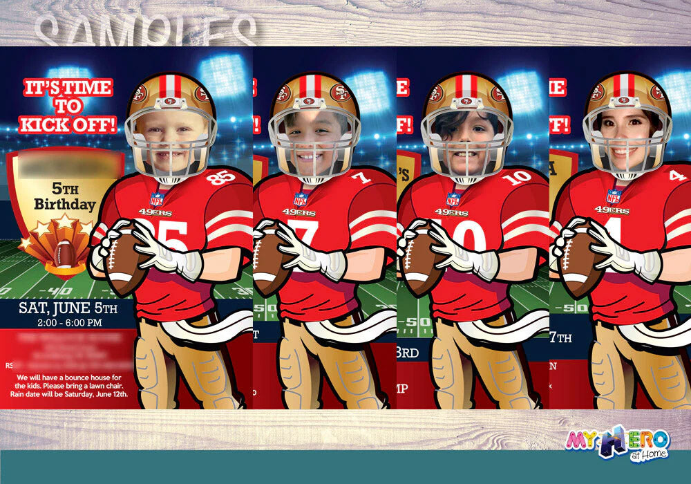 Personalized Football Party banner with photo, 49ers Birthday Backdrop. 420BB