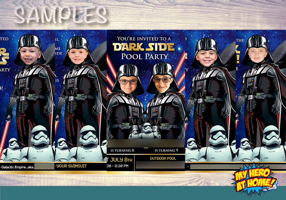 Darth Vader Halloween Birthday Invitation with Kid as the Star (Thank You Included) 009H