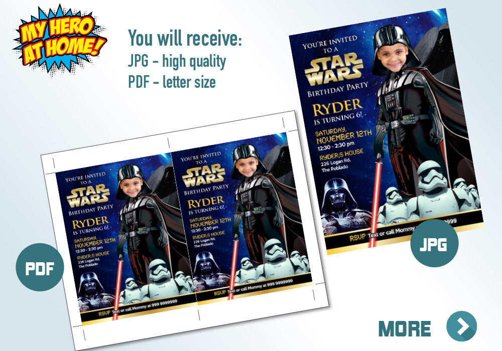 Darth Vader photo Invitation, Darth Vader theme Party, Dark Side Star Wars Party, Darth Vader birthday invitation, Dark Side digital. 009