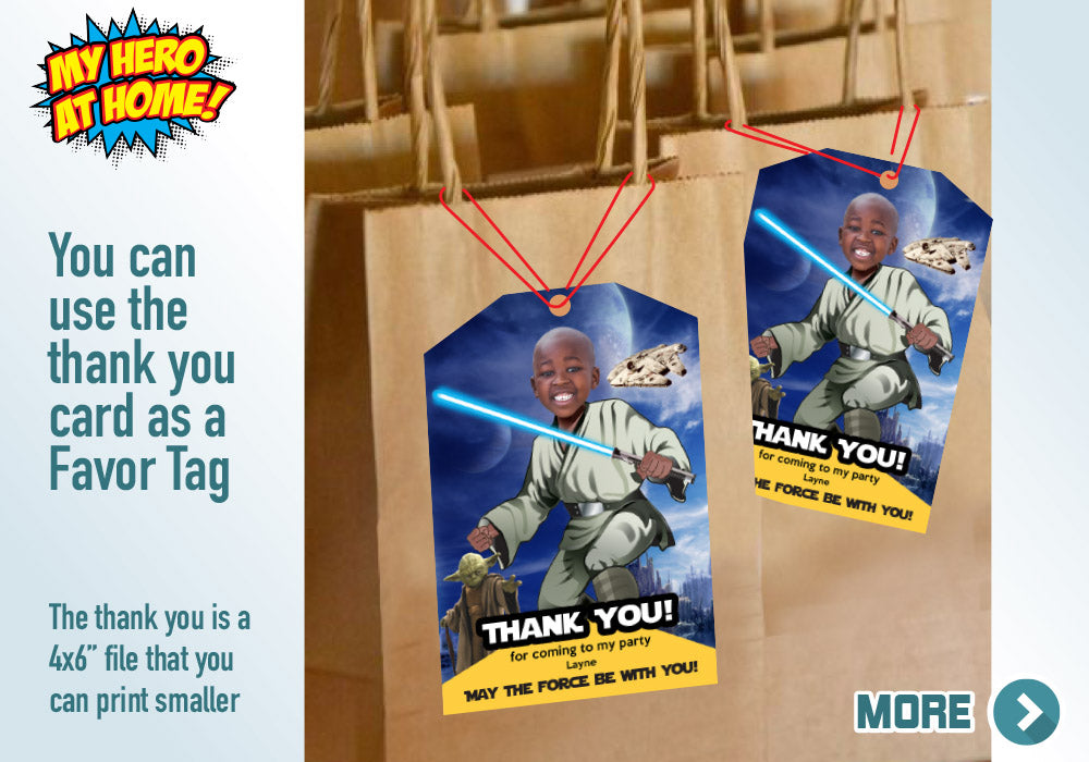 Jedi Birthday Invitation, Jedi photo invitation, Star Wars photo invitation, Jedi Digital, BB-8, R2-D2, C-3PO & Chewbacca Party. 023