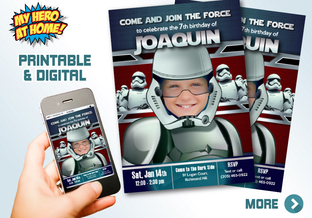 Stormtroopers Photo Invitation, Stormtroopers birthday invitation, Stormtroopers theme party, Stormtroopers thank you. 035C