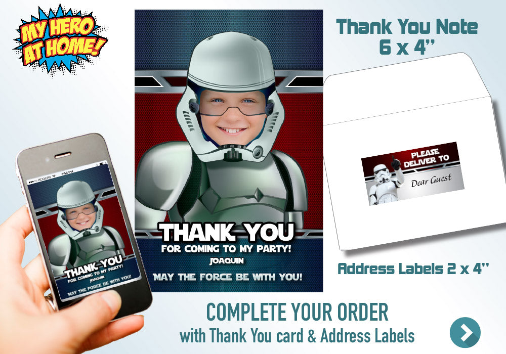 Stormtroopers Photo Invitation, Stormtroopers birthday invitation, Stormtroopers theme party, Stormtroopers thank you. 035C