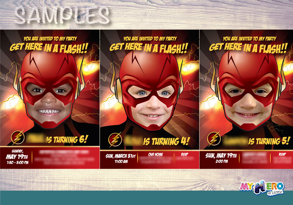 Get here in a Flash birthday party Invitation, Flash Invitation, Flash Digital. 085