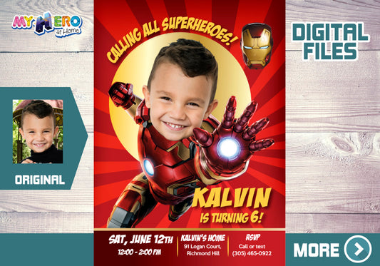 Personalized Iron Man Birthday Invitation, Iron man Party, Iron Man Digital Invitation. 098