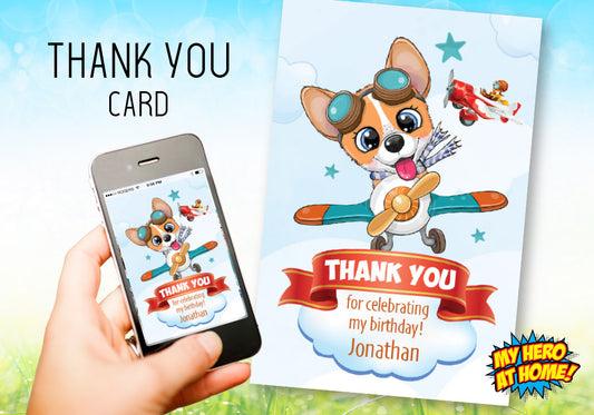 Puppy Airplane Thank You, Puppy Thank You, Airplane Puppies theme party, Puppy favor tags. 1002T