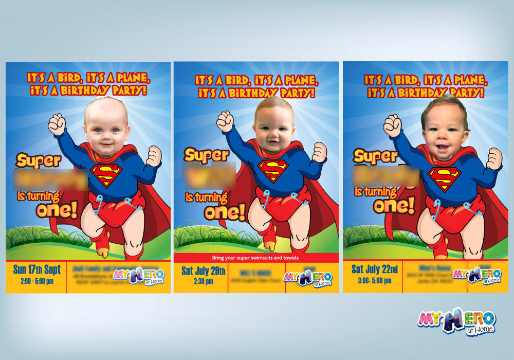 Baby Superman 1st Invitation, Superman First birthday, 1st Birthday theme Superman, Baby Superman 1st Birthday Party. 121
