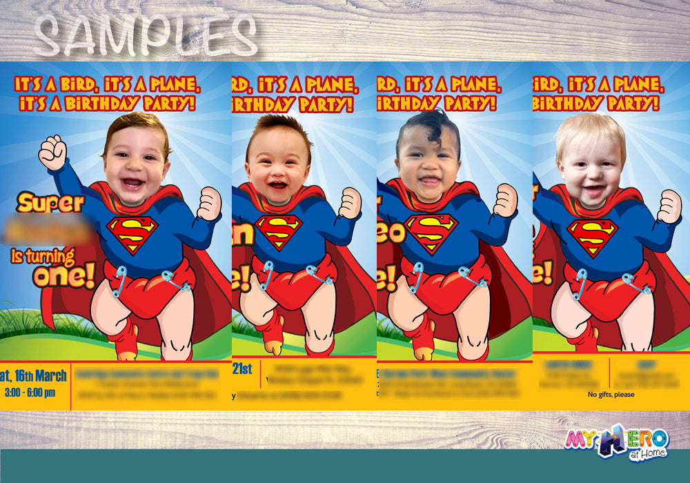 Baby Superman 1st Invitation, Superman First birthday, 1st Birthday theme Superman, Baby Superman 1st Birthday Party. 121