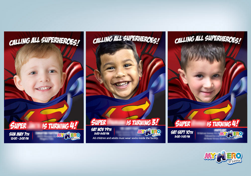 Superman photo Invitation, Superman party Invitation, Superman Birthday Invitation, Superman theme party. 125