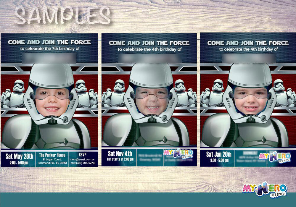 Stormtroopers Photo Invitation, Stormtroopers birthday invitation, Stormtroopers theme party, Stormtroopers thank you. 035C