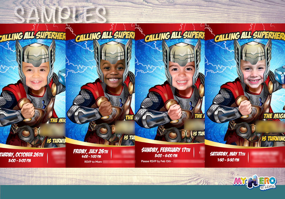 Thor Birthday Invitation personalized with your photo, Thor photo Invitation 154