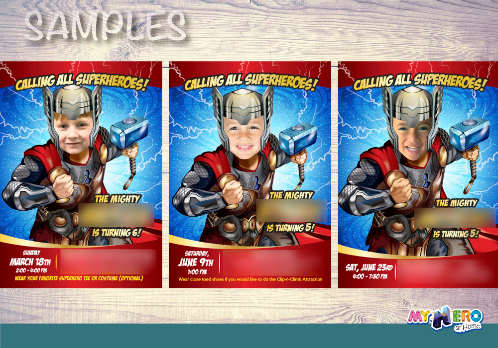 Thor Birthday Invitation personalized with your photo, Thor photo Invitation 154