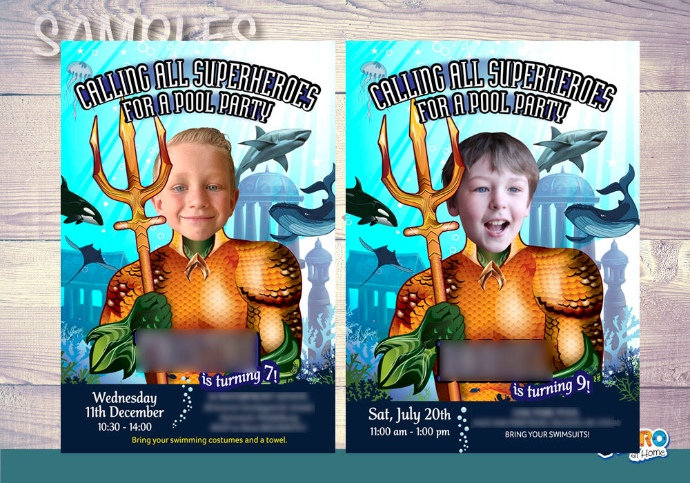 Aquaman Party Invitation, Aquaman Birthday Invitation, Aquaman Digital, Aquaman Thank you, Aquaman favor tags. 195
