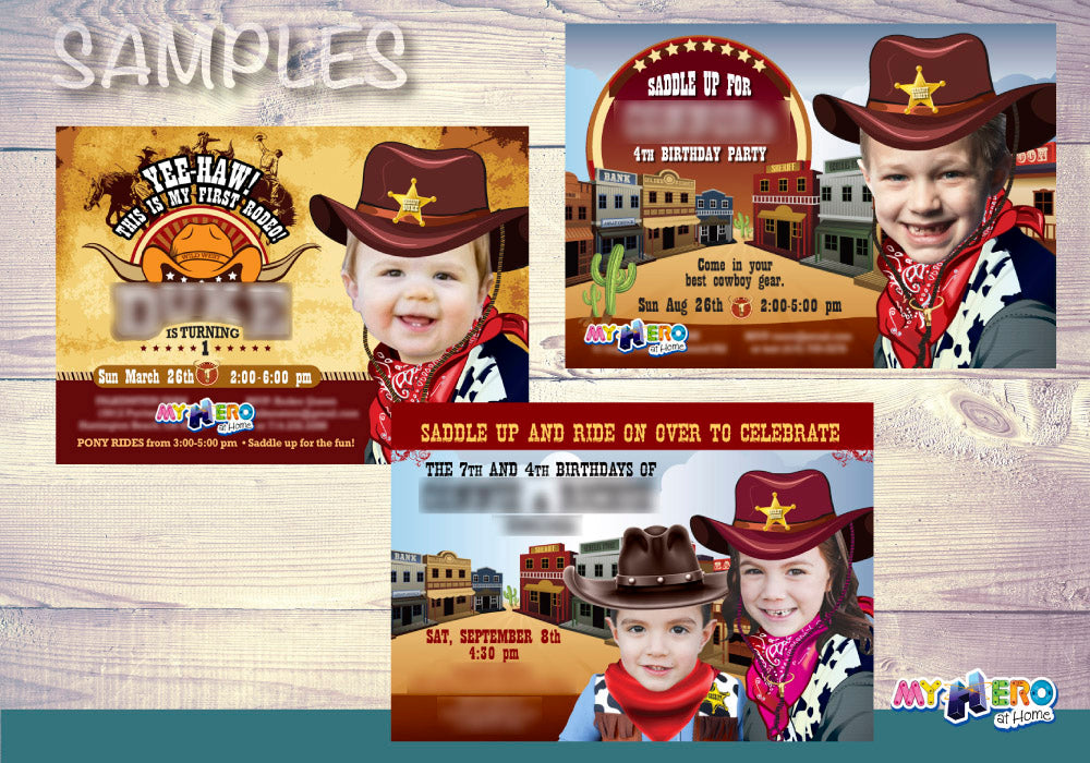Western Cowboy Photo Invitation, Cowboy Party, Rodeo Birthday, Sheriff party, Cowboy Digital Invitation, Cowboy Invitation. 204