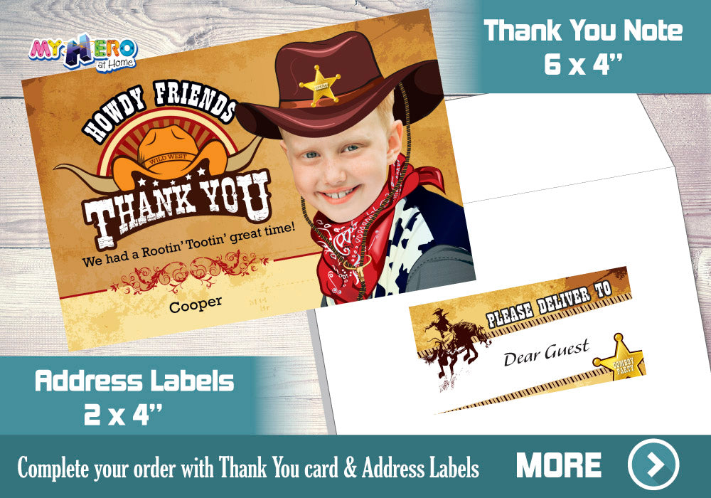 Cowboy Photo Invitation, Cowboy Party, Rodeo Party, Western Sheriff Birthday, Cowboy Digital Invitation. 203