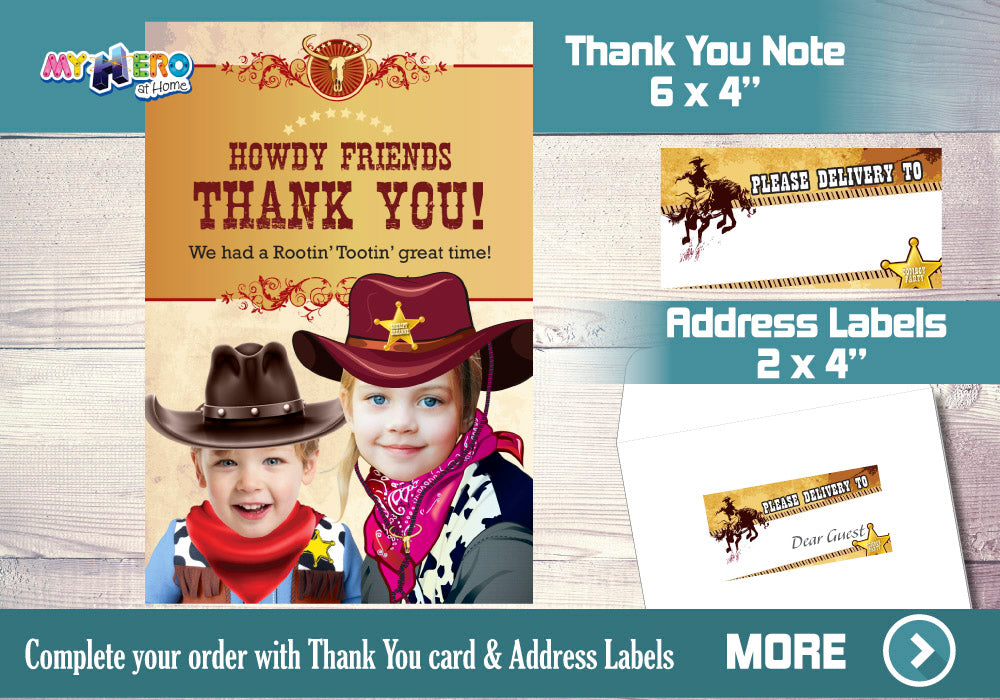 Joint Cowboys Birthday Invitation, Siblings Cowboys Invitation, Cowboys Party Ideas for siblings, Custom Cowboys Invitation. 205