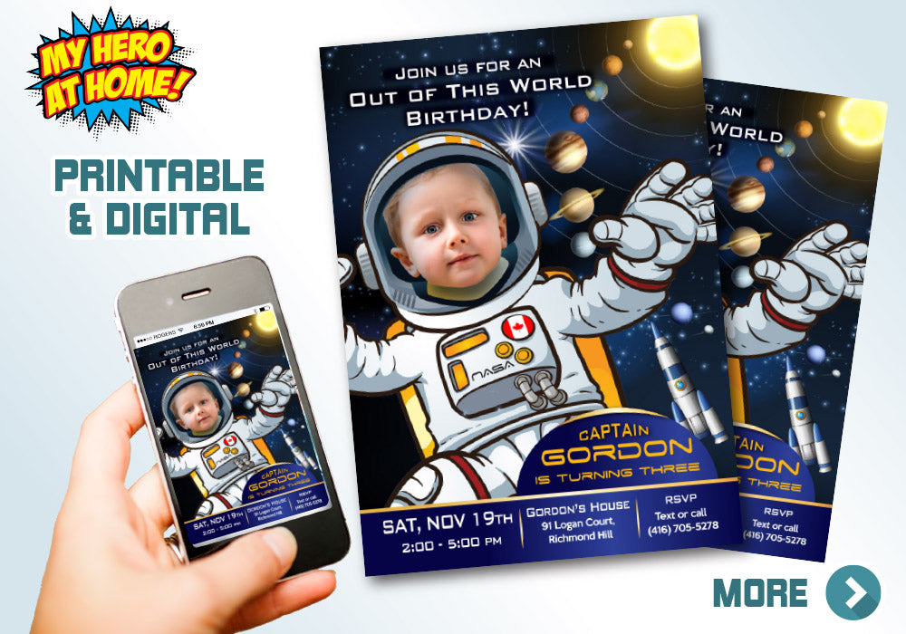 Astronaut party Invitation, Out of this world invitation, Outer Space birthday, Astronaut Digital Invitation, Astronaut Birthday invite. 235