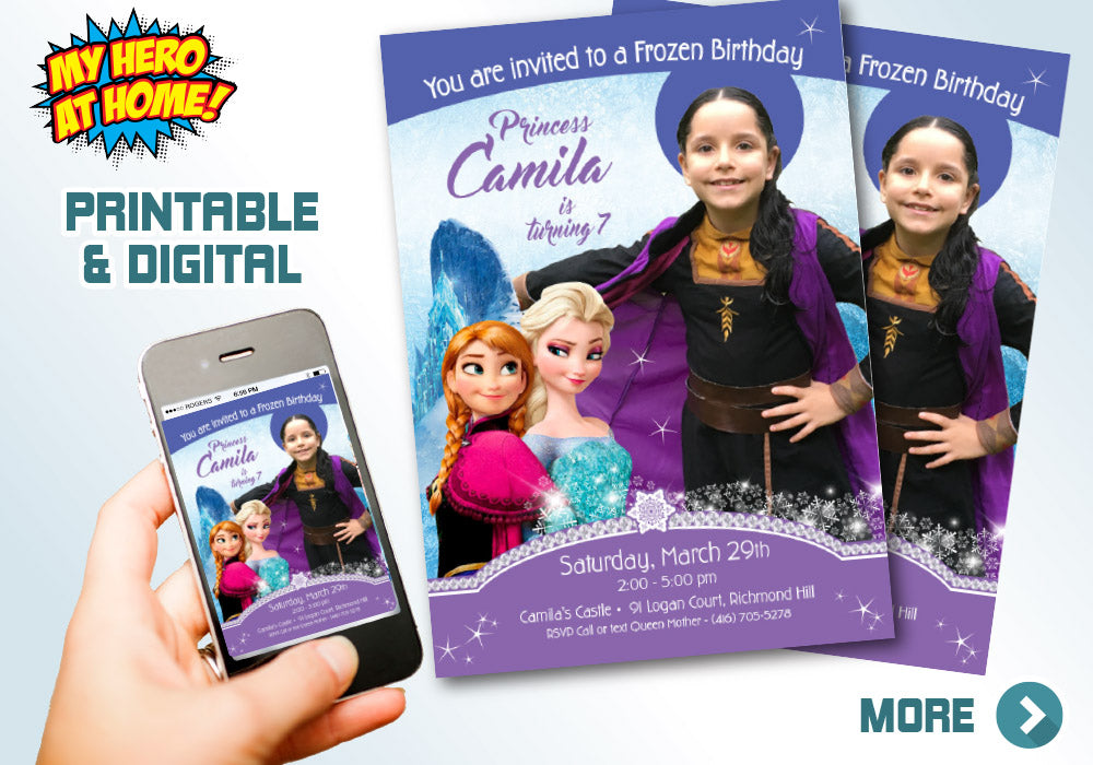 Frozen Invitation with Anna photo. Frozen Party invitation. Frozen themed party. Frozen Photo Invitation. Anna Frozen Invitation. 269C