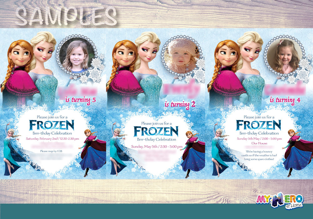 Elsa and Anna Frozen Invitation. Frozen Photo Invitation. Custom Frozen Invitation with photo. 276