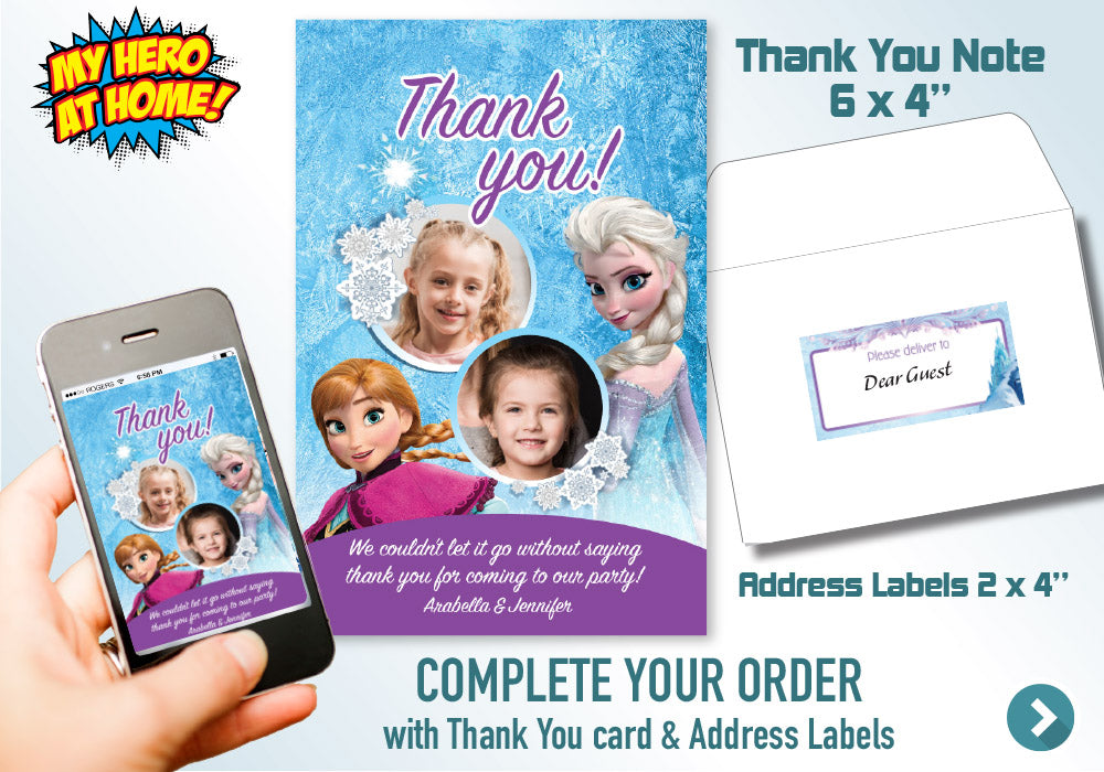 Elsa and Anna photos invitation. Joint Frozen Invitation. Siblings Frozen Invitation. Frozen Sisters Photos Invitation. 277C