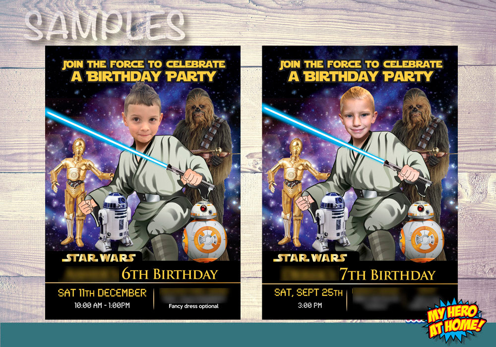 Jedi Birthday Invitation, Star Wars theme Party, Jedi Digital Invitation, Jedi Thank You, Jedi party favors, Star Wars Invitation. 018V