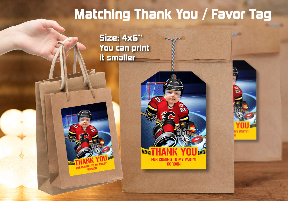 Calgary Flames Invitation, Calgary Flames photo invitation, Calgary Flames Digital Invitation. 300C