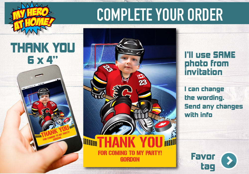 Calgary Flames Invitation, Calgary Flames photo invitation, Calgary Flames Digital Invitation. 300C