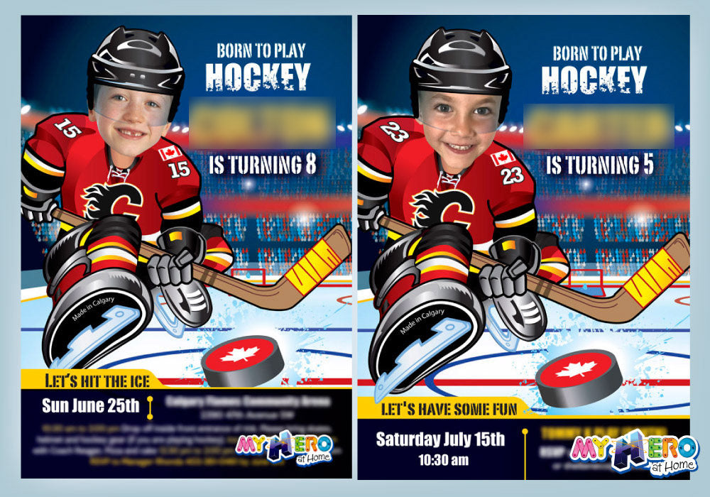 Calgary Flames Invitation, Calgary Flames photo invitation, Calgary Flames Digital Invitation. 300C