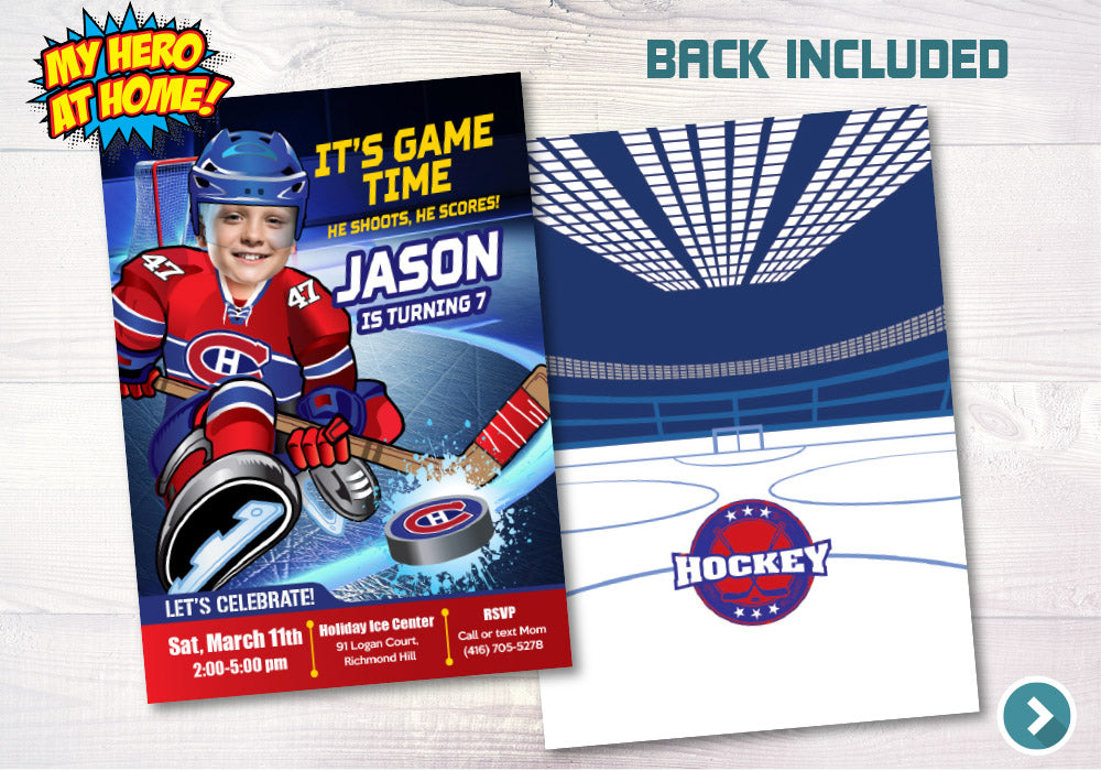 Montreal Canadiens Invitation, Canadiens photo invitation, Canadiens Digital Invitation. 304C